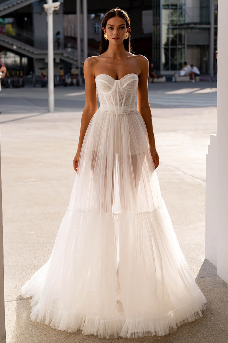 Sheer store wedding dresses