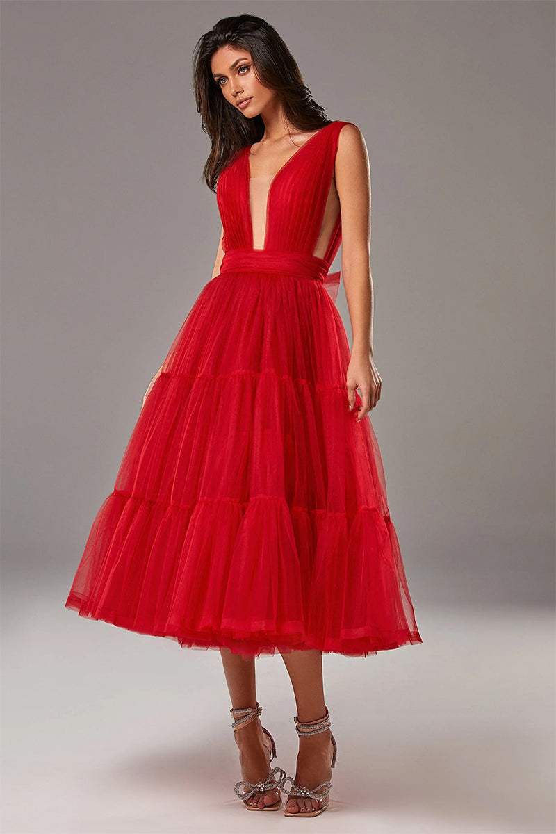 A line 2025 tulle midi dress