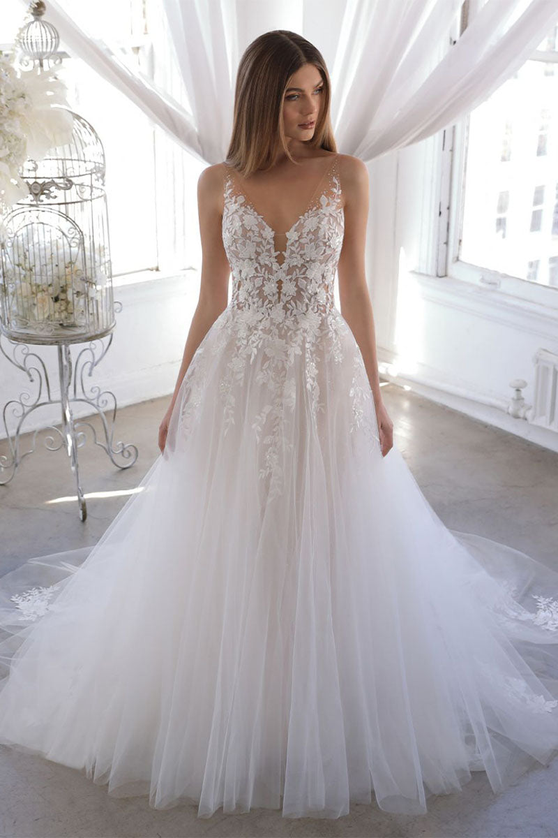 Fairytale Romance Lace Applique A-line Wedding Dress  A-line wedding  dress, Ivory wedding dress, Ball dresses