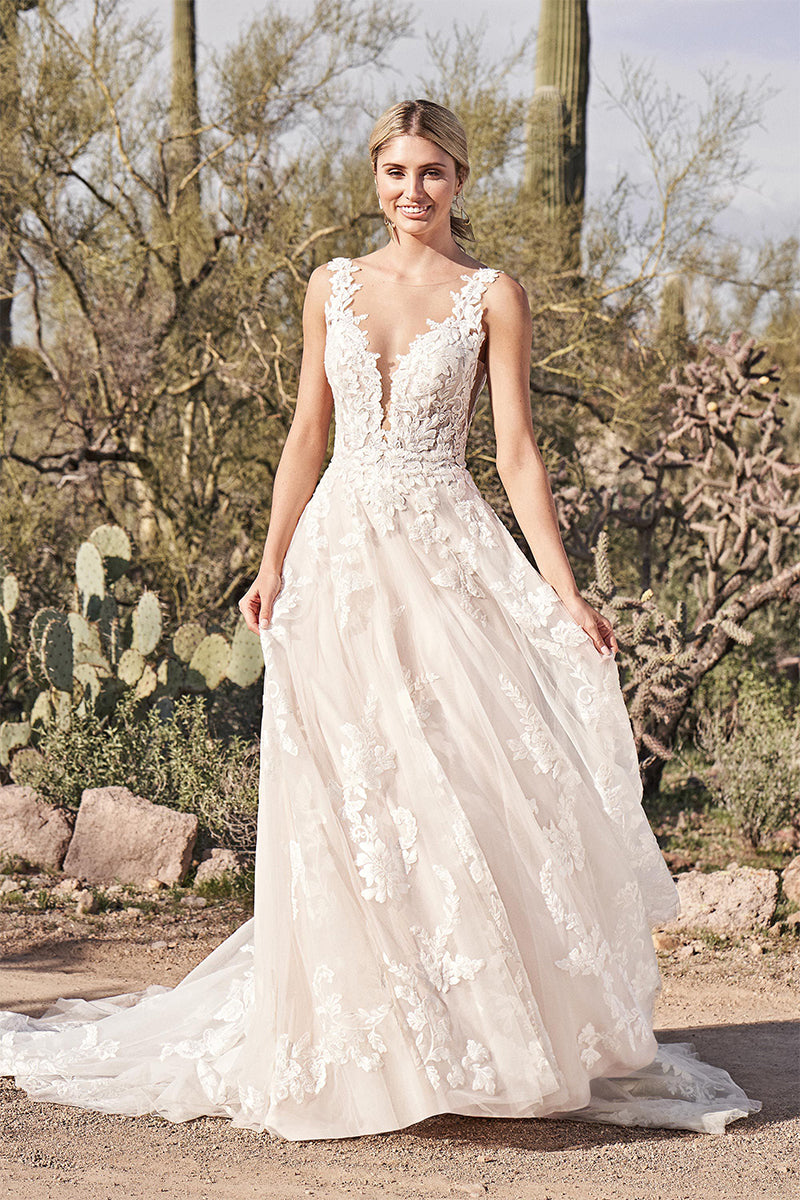 A line hotsell applique wedding dress