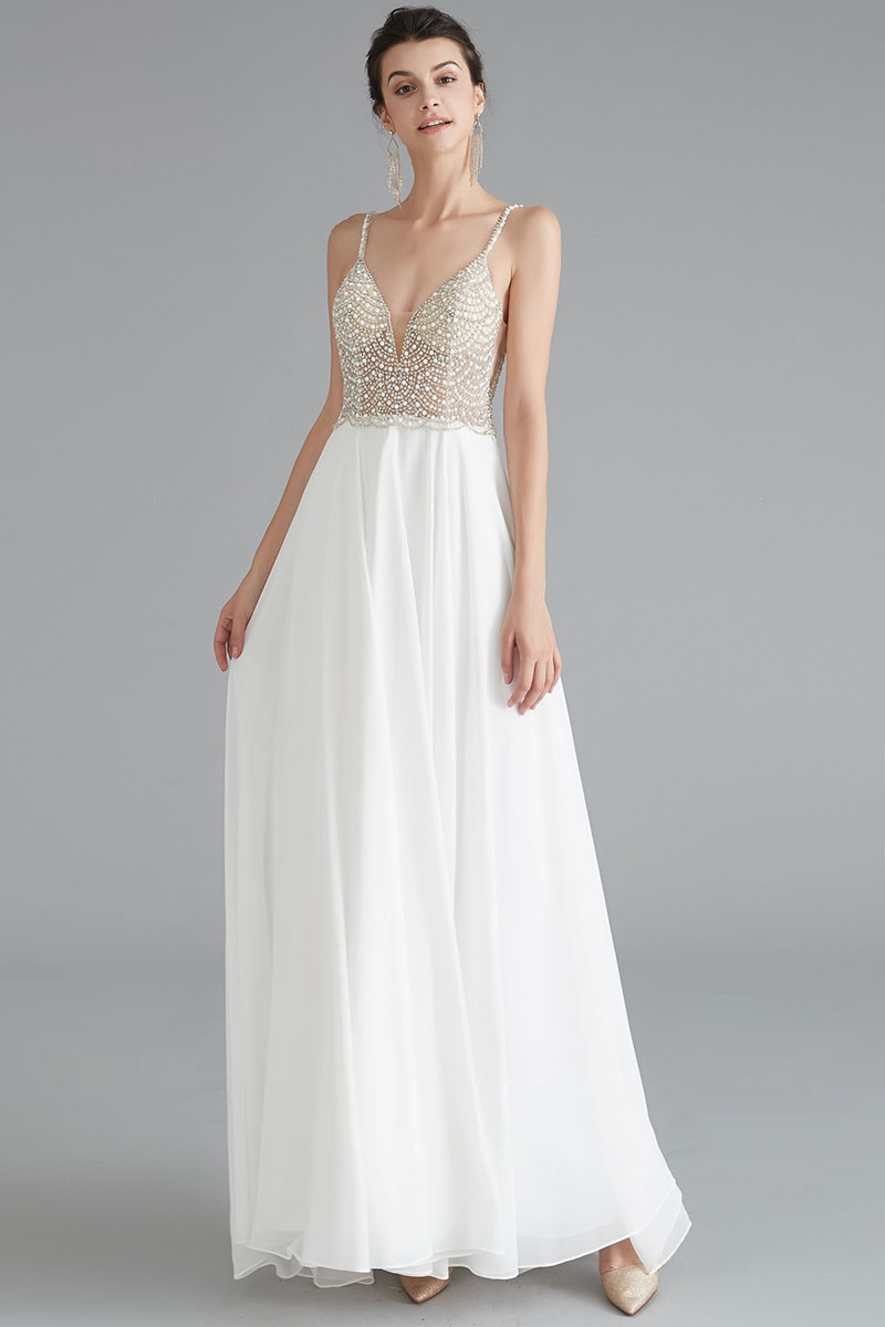 Evora Pearl Beaded Backless Maxi Dress