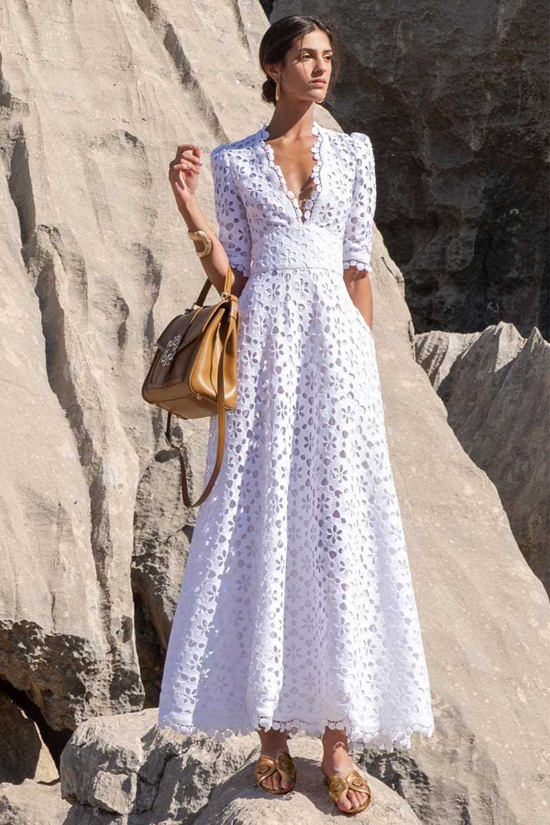 Lace Maxi Dress in White