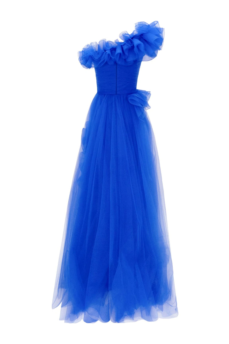 Abira Ruffled One-Shoulder Maxi Dress | Jewelclues