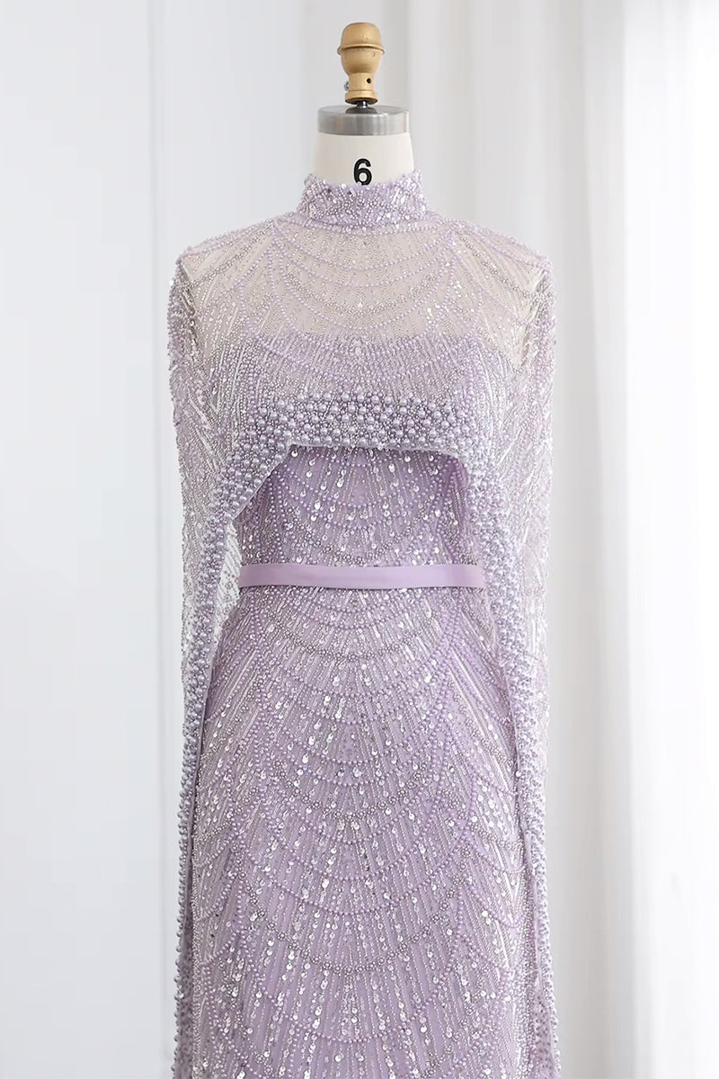 Alexandra Pearl Embellished Maxi Dress | Jewelclues | #color_lilac