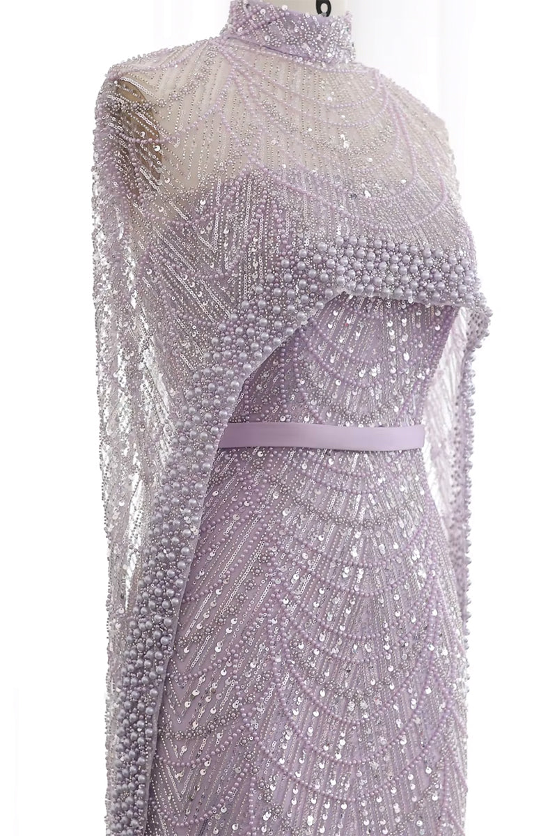 Alexandra Pearl Embellished Maxi Dress | Jewelclues | #color_lilac