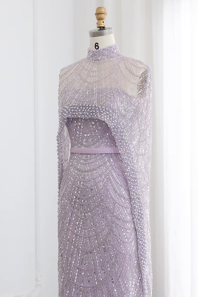 Alexandra Pearl Embellished Maxi Dress | Jewelclues | #color_lilac