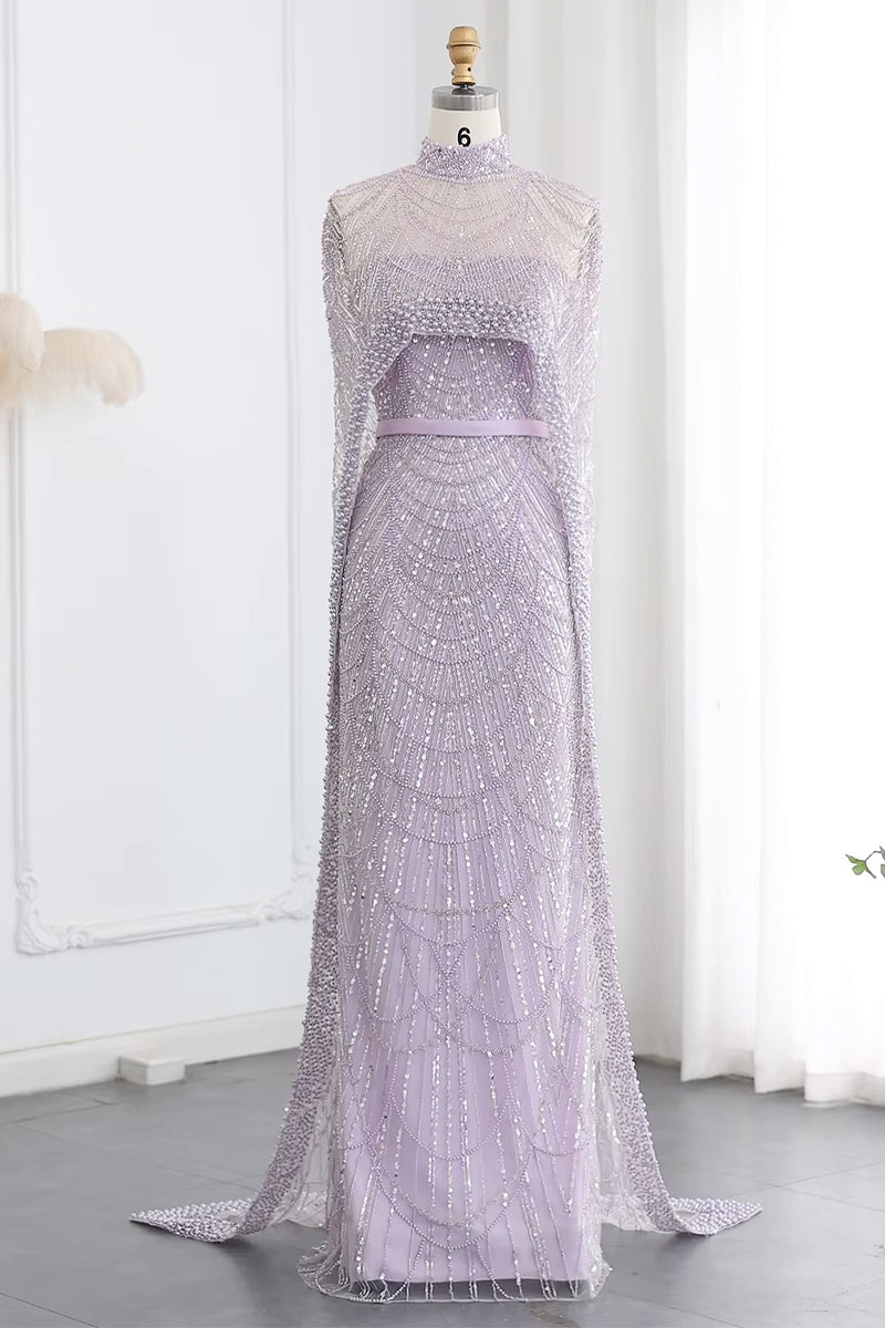 Alexandra Pearl Embellished Maxi Dress | Jewelclues | #color_lilac