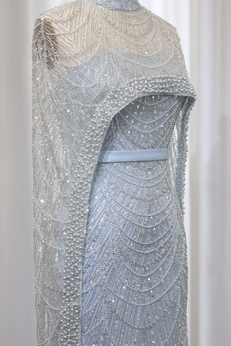 Alexandra Pearl Embellished Maxi Dress | Jewelclues | #color_light blue