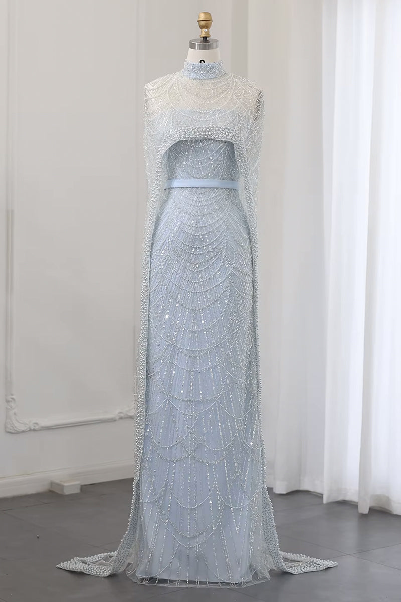 Alexandra Pearl Embellished Maxi Dress | Jewelclues | #color_light blue