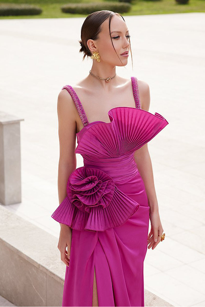 Alexandra Ruffled Maxi Dress | Jewelclues  #color_fuchsia