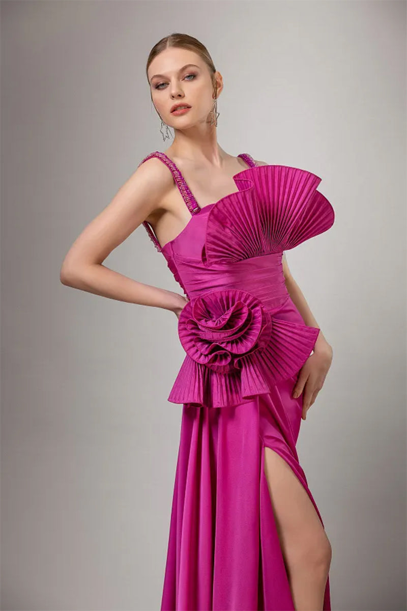 Alexandra Ruffled Maxi Dress | Jewelclues  #color_fuchsia