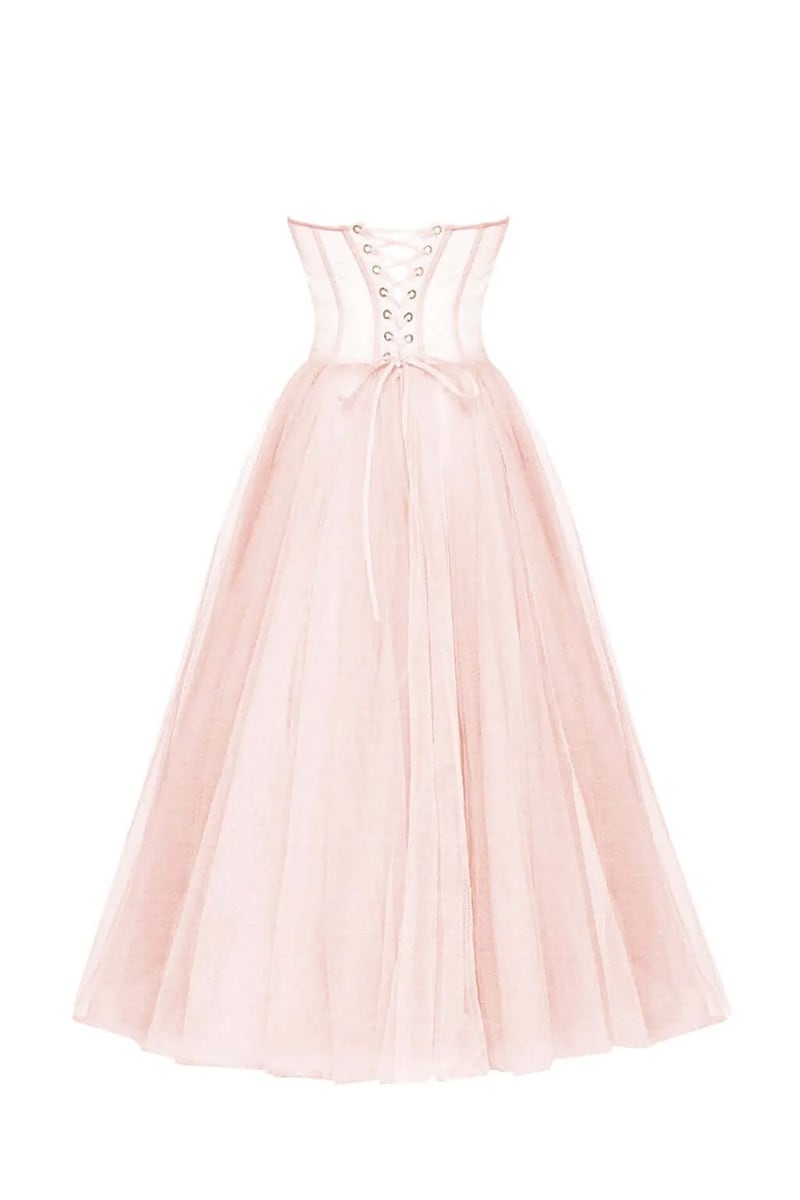 All For Love Strapless Tulle Midi Dress | Jewelclues | #color_blush