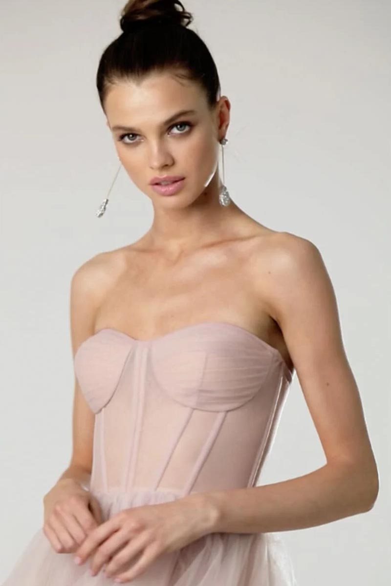 All For Love Strapless Tulle Midi Dress | Jewelclues | #color_blush