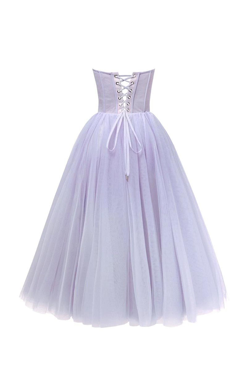 All For Love Strapless Tulle Midi Dress | Jewelclues | #color_lavender