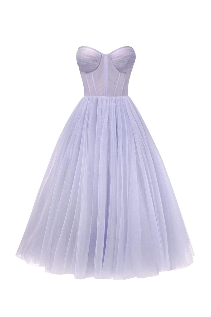 All For Love Strapless Tulle Midi Dress | Jewelclues | #color_lavender