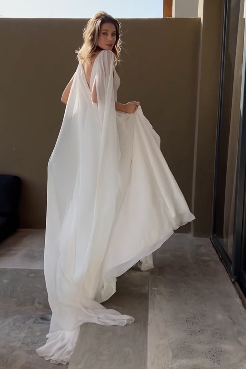 Athens Chiffon Wedding Dress | Jewelclues