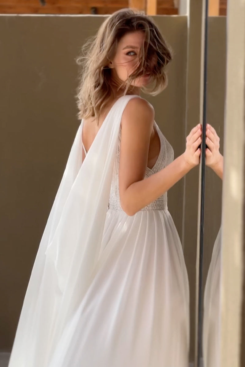 Athens Chiffon Wedding Dress | Jewelclues