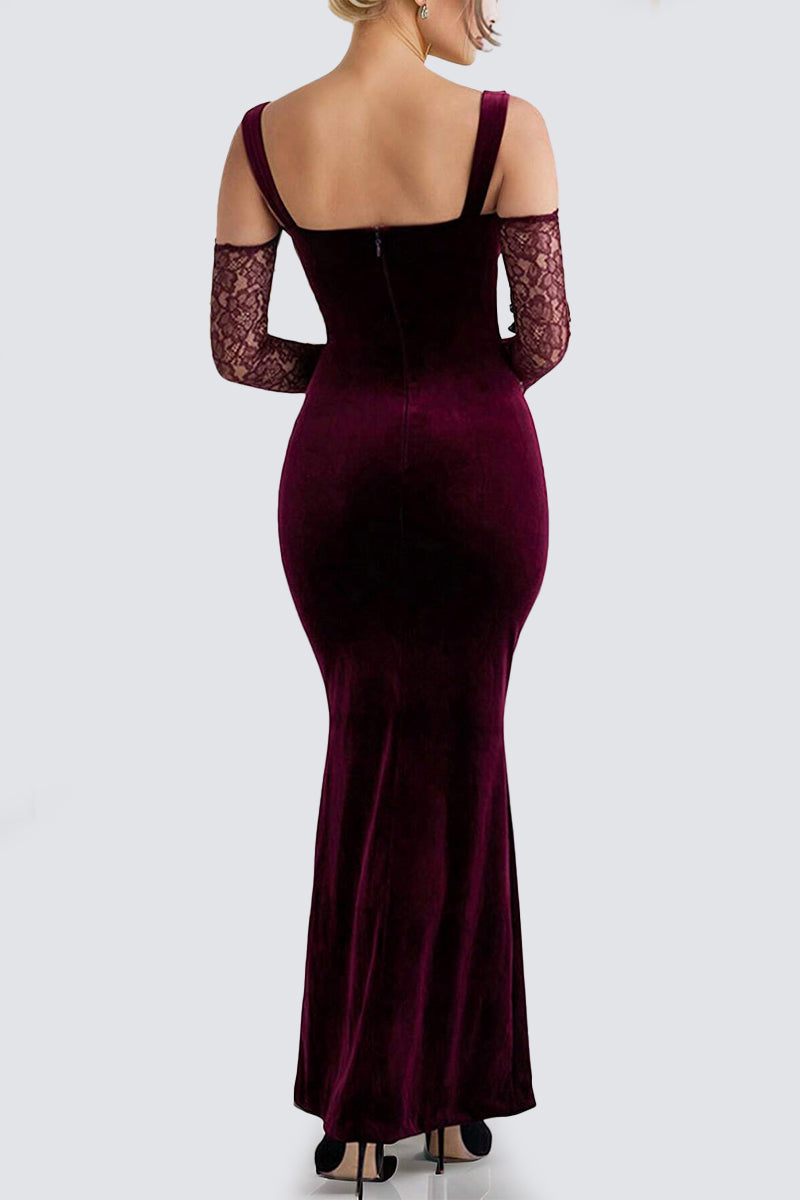 Beautiful Evening Velvet Maxi Dress | Jewelclues