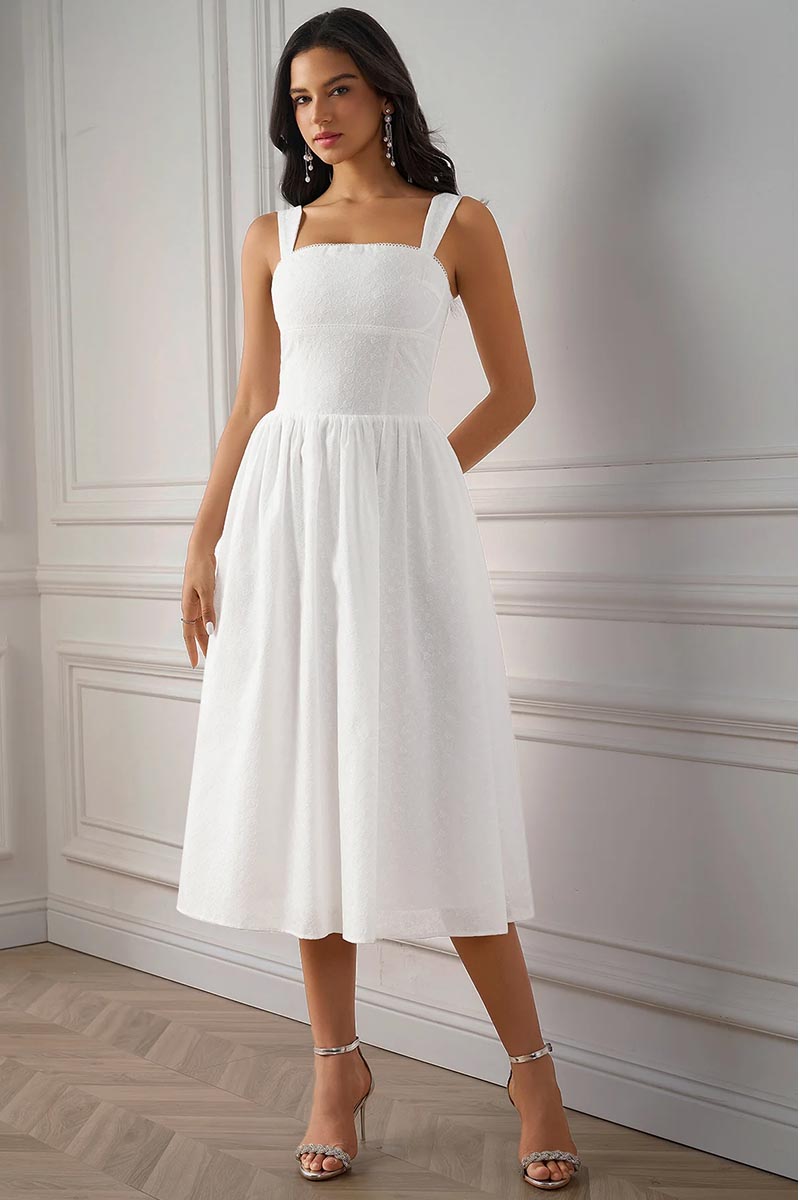 Beyond Classy White Midi Dress | Jewelclues