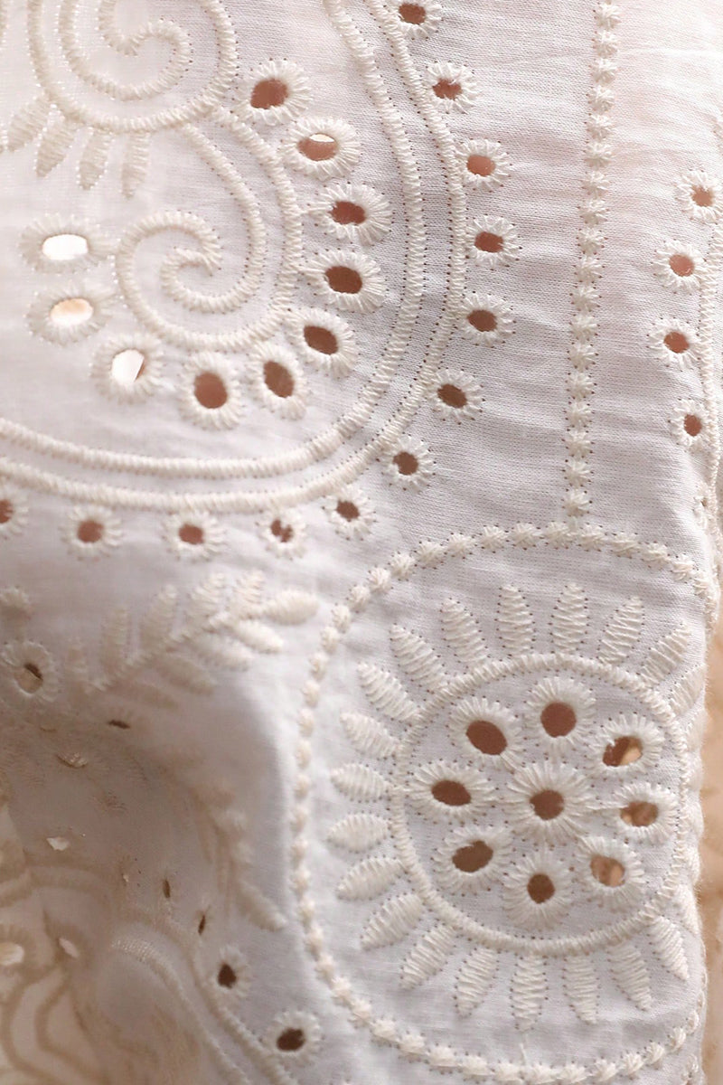 Cecilie White Eyelet Embroidered Mini Dress