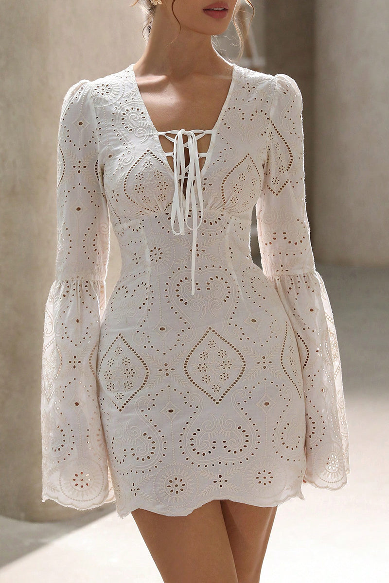 Cecilie White Eyelet Embroidered Mini Dress