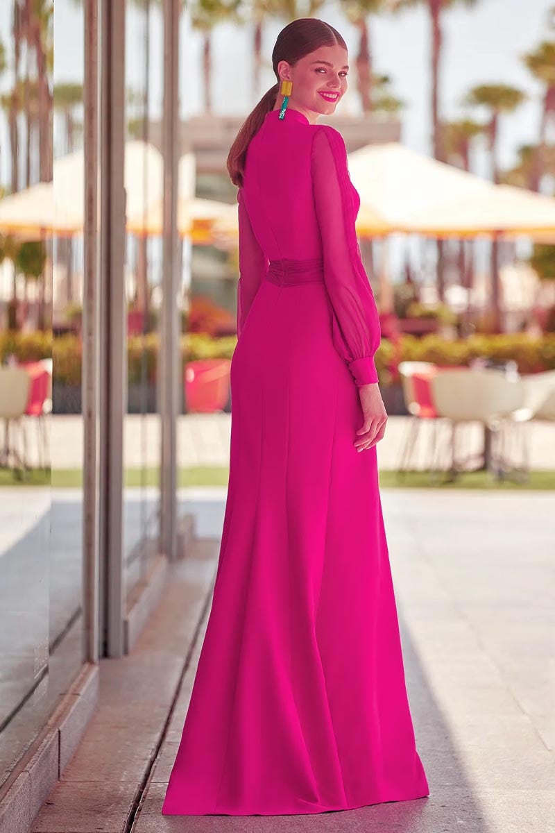 Dimitris Bishop Sleeve Maxi Dress | Jewelclues #color_fuchsia