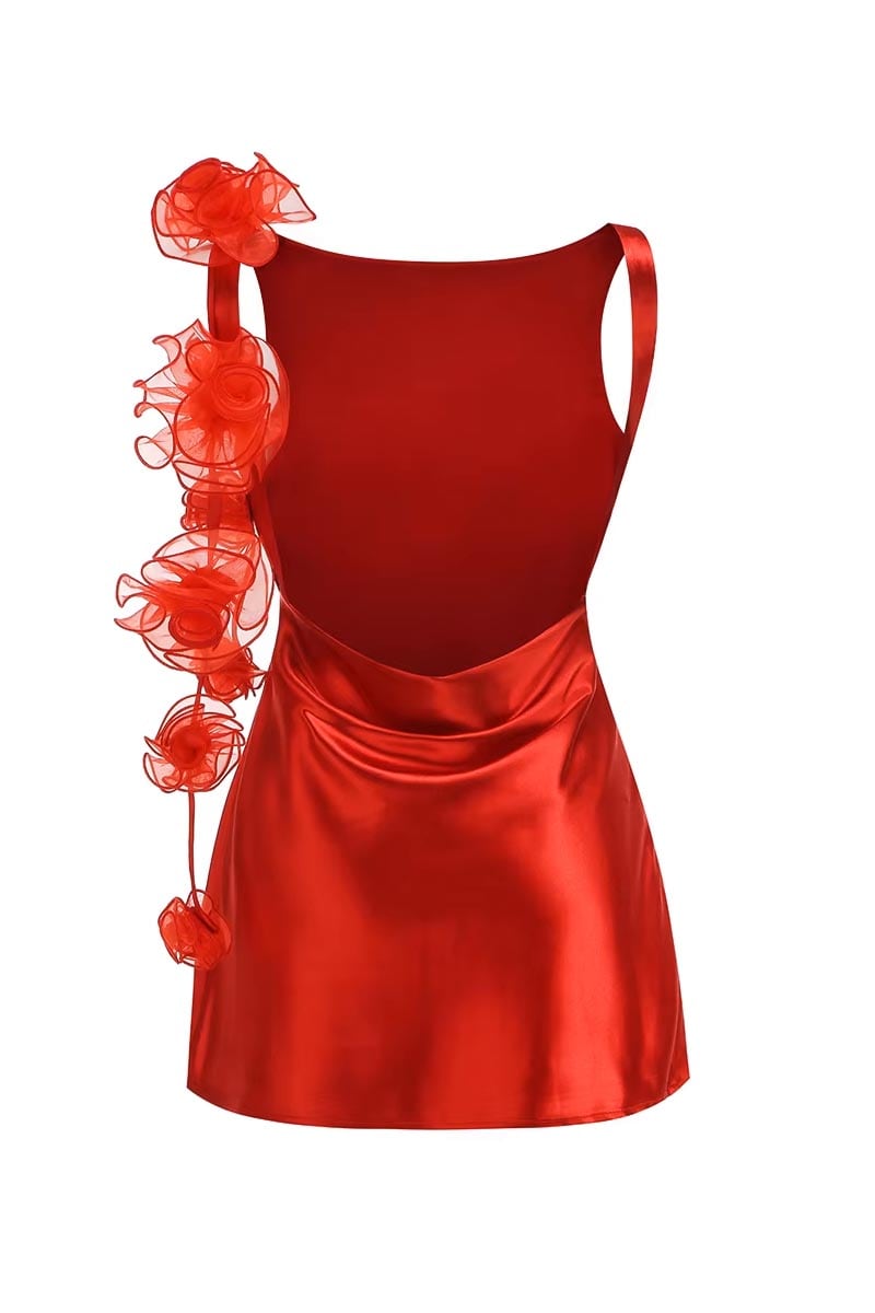 Duval Satin Backless Mini Dress | Jewelclues #color_red