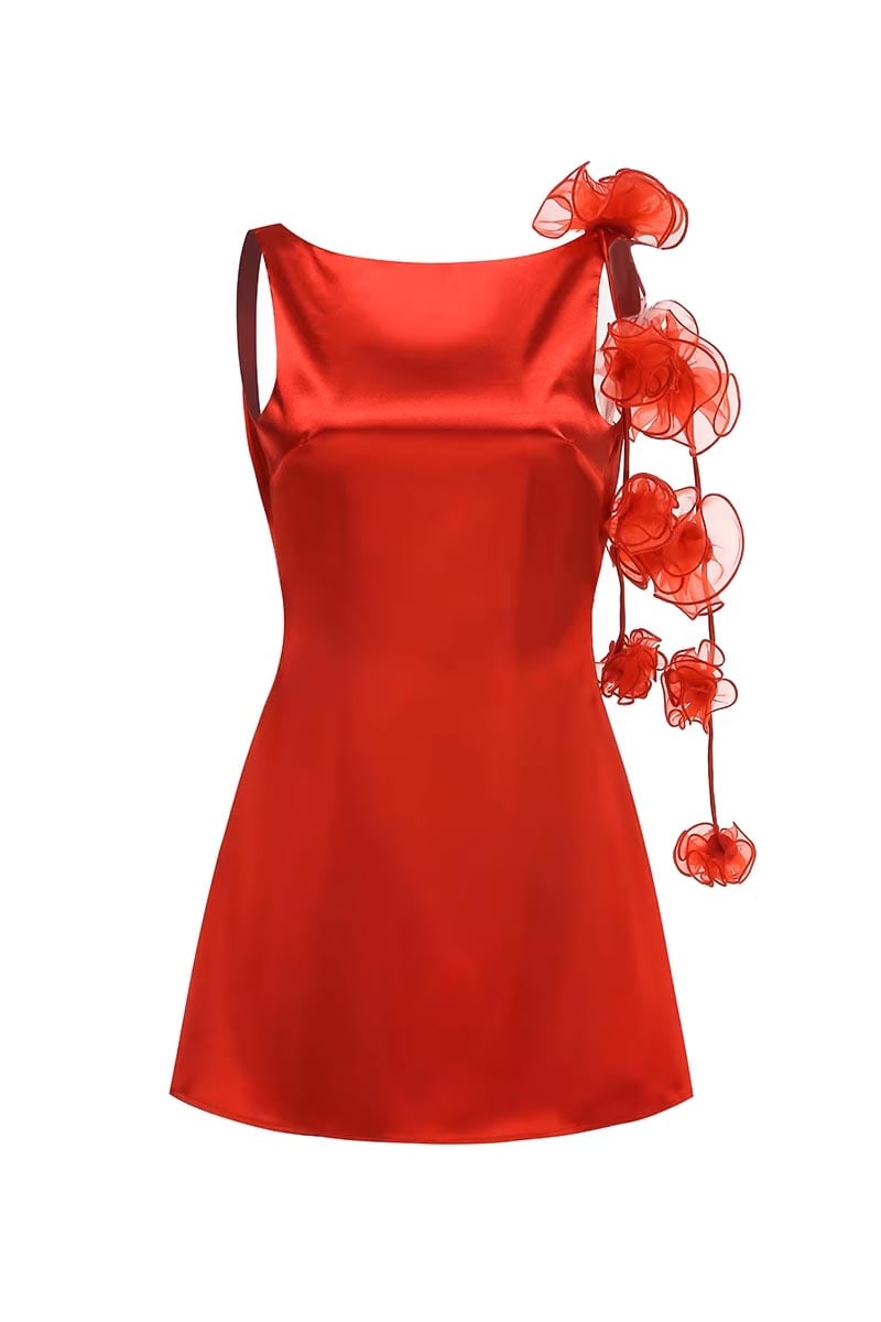 Duval Satin Backless Mini Dress | Jewelclues #color_red