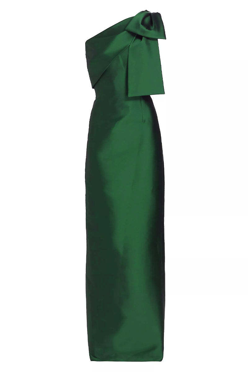 Evening Signature Satin One-Shoulder Maxi Dress | Jewelclues #color_green