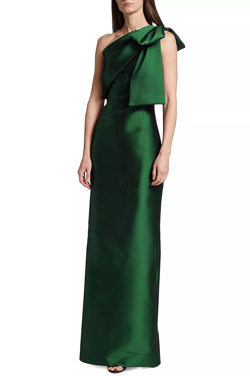 Evening Signature Satin One-Shoulder Maxi Dress | Jewelclues #color_green