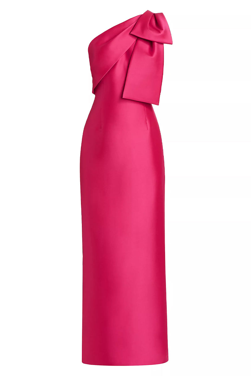 Evening Signature Satin One-Shoulder Maxi Dress | Jewelclues #color_hot pink