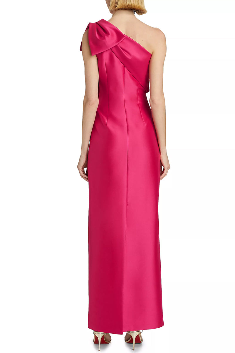 Evening Signature Satin One-Shoulder Maxi Dress | Jewelclues #color_hot pink