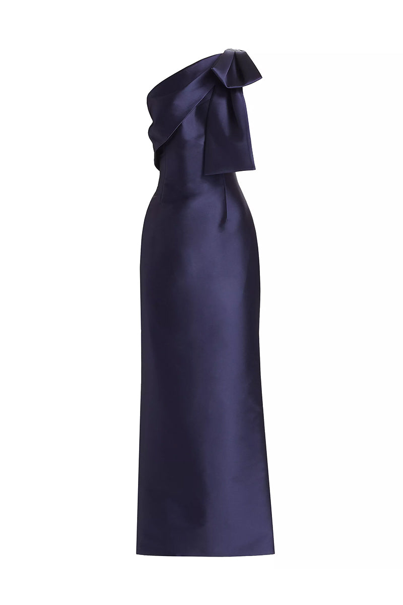 Evening Signature Satin One-Shoulder Maxi Dress | Jewelclues #color_navy