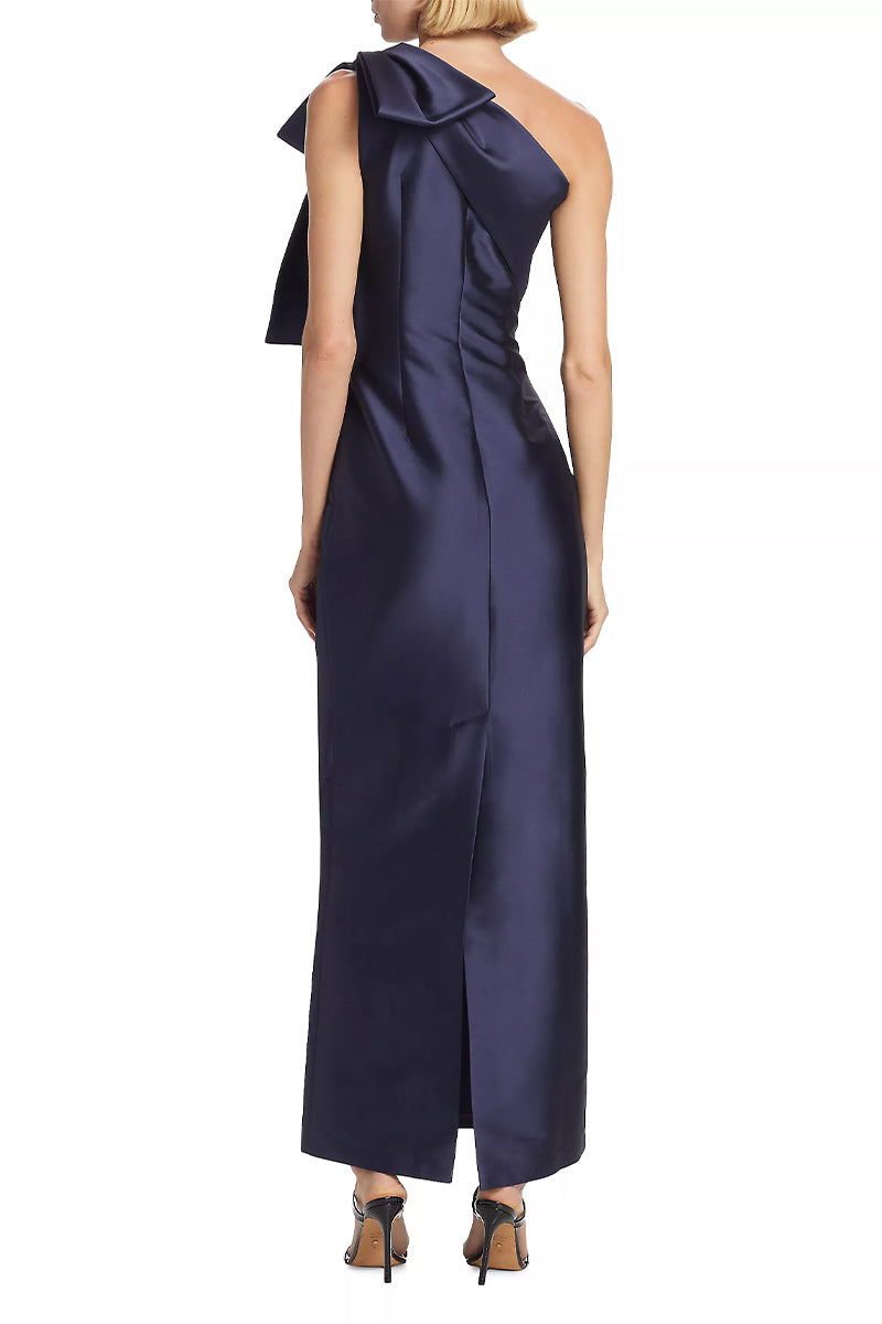 Evening Signature Satin One-Shoulder Maxi Dress | Jewelclues #color_navy