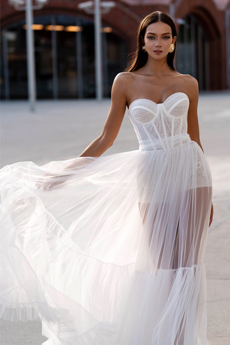 Everlasting Love Strapless A-Line Sheer Wedding Dress