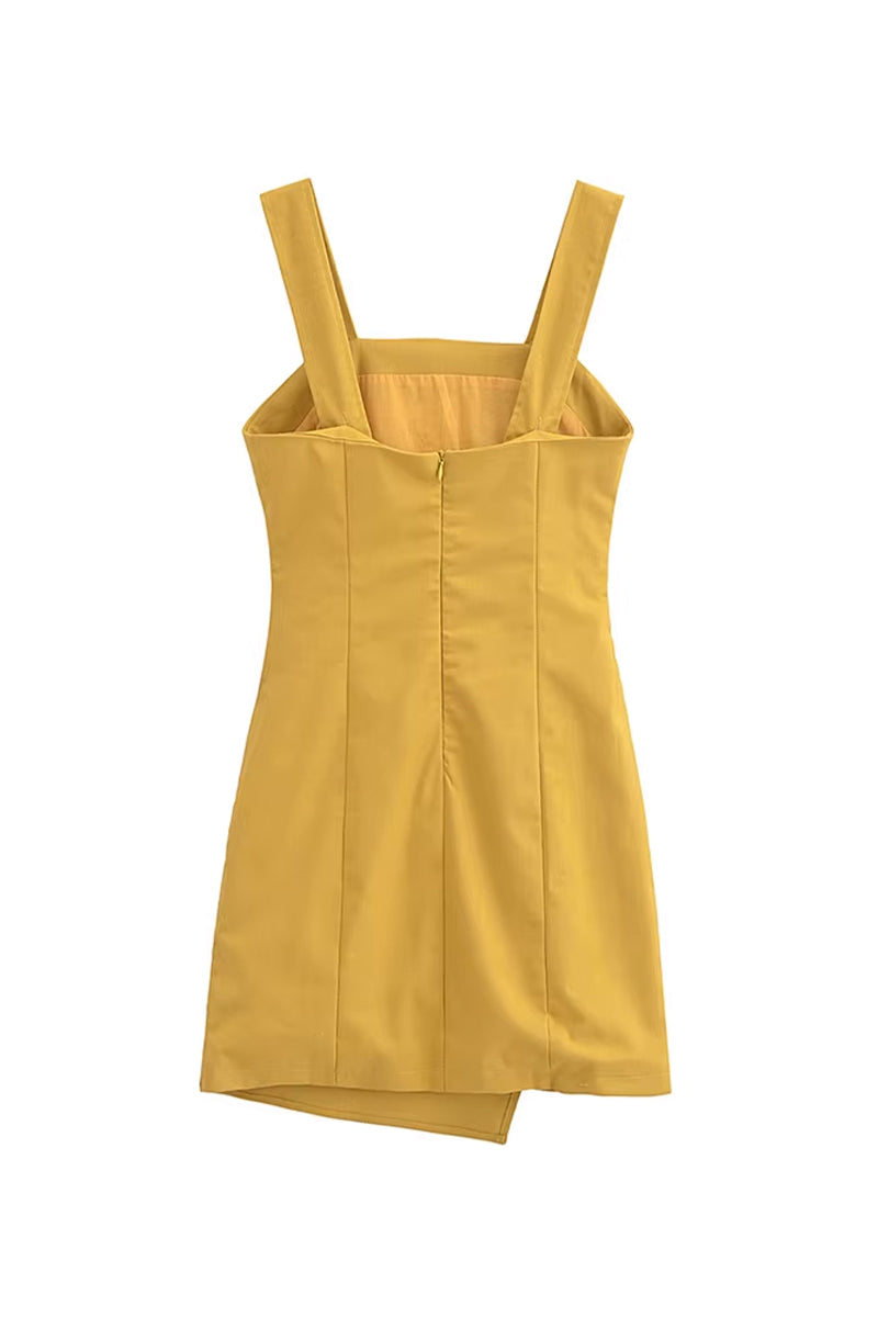 Everyday Sensation Square Neck Mini Dress | Jewelclues #color_mustard