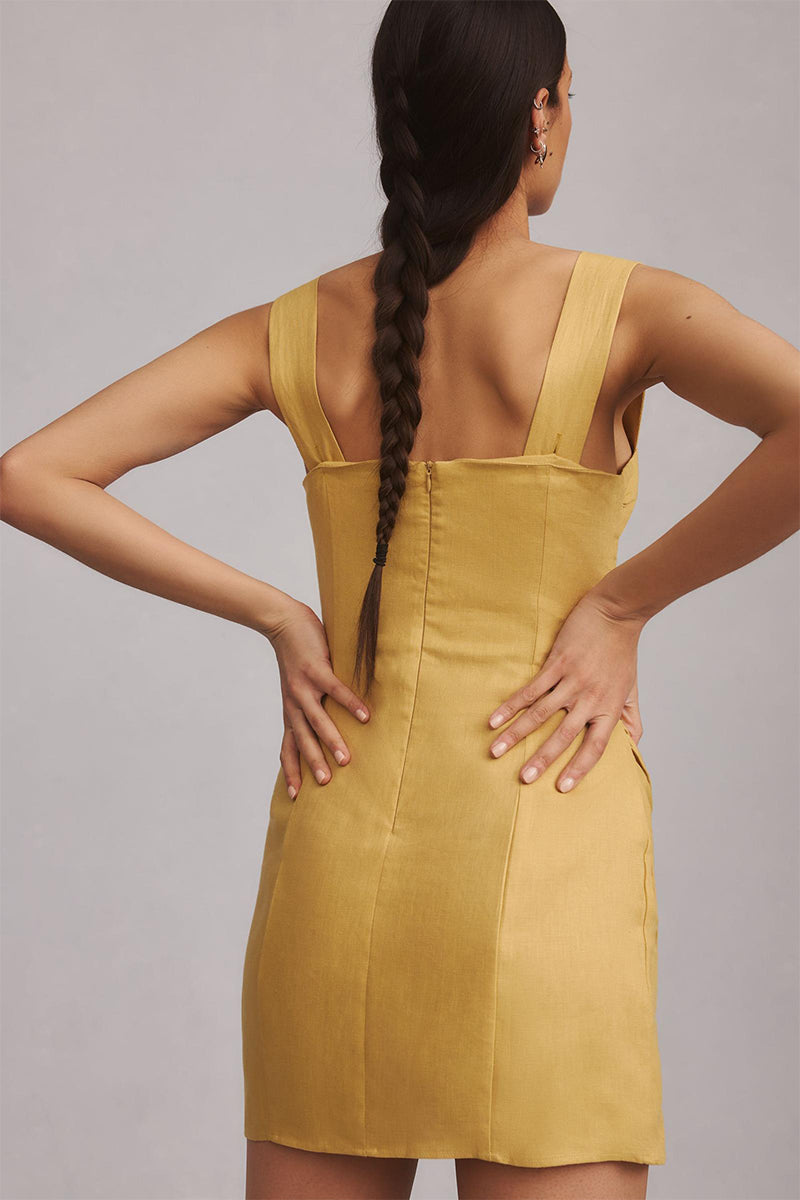 Everyday Sensation Square Neck Mini Dress | Jewelclues #color_mustard