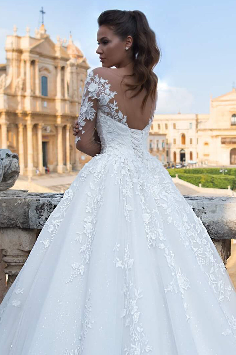 Lace applique sale wedding dress