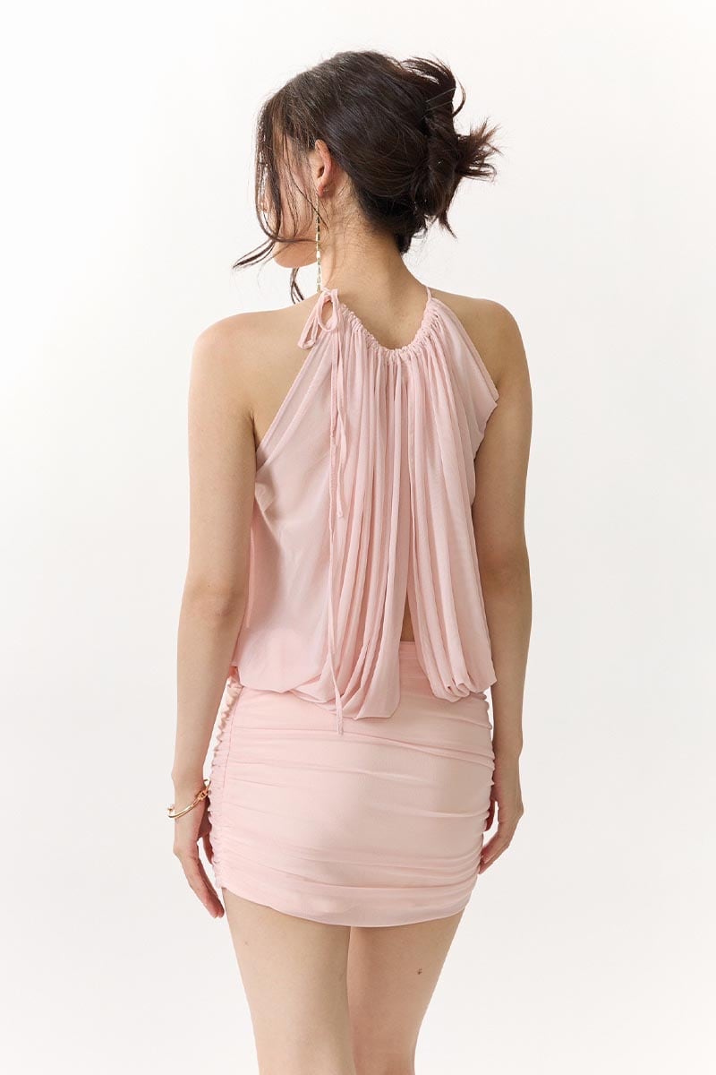 Flirtatious Allure Halter Mini Dress | Jewelclues #color_pink