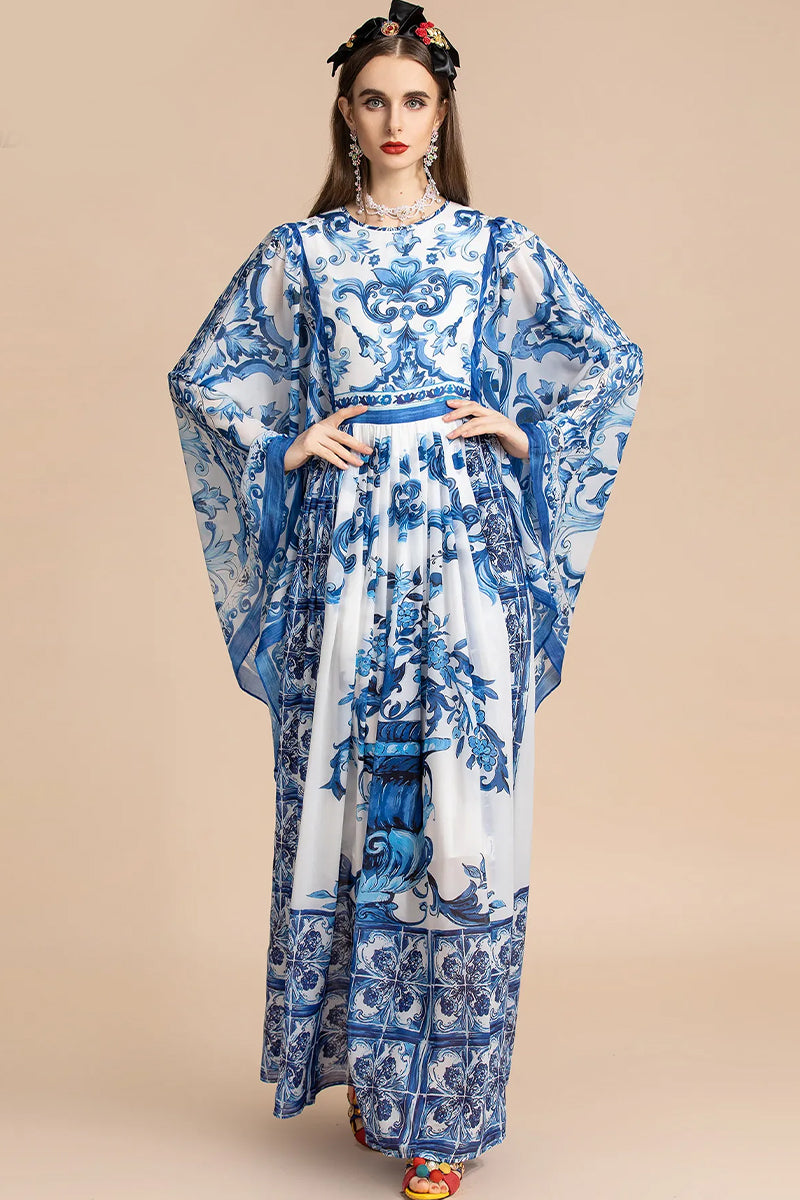 Kimono sleeve long dress best sale