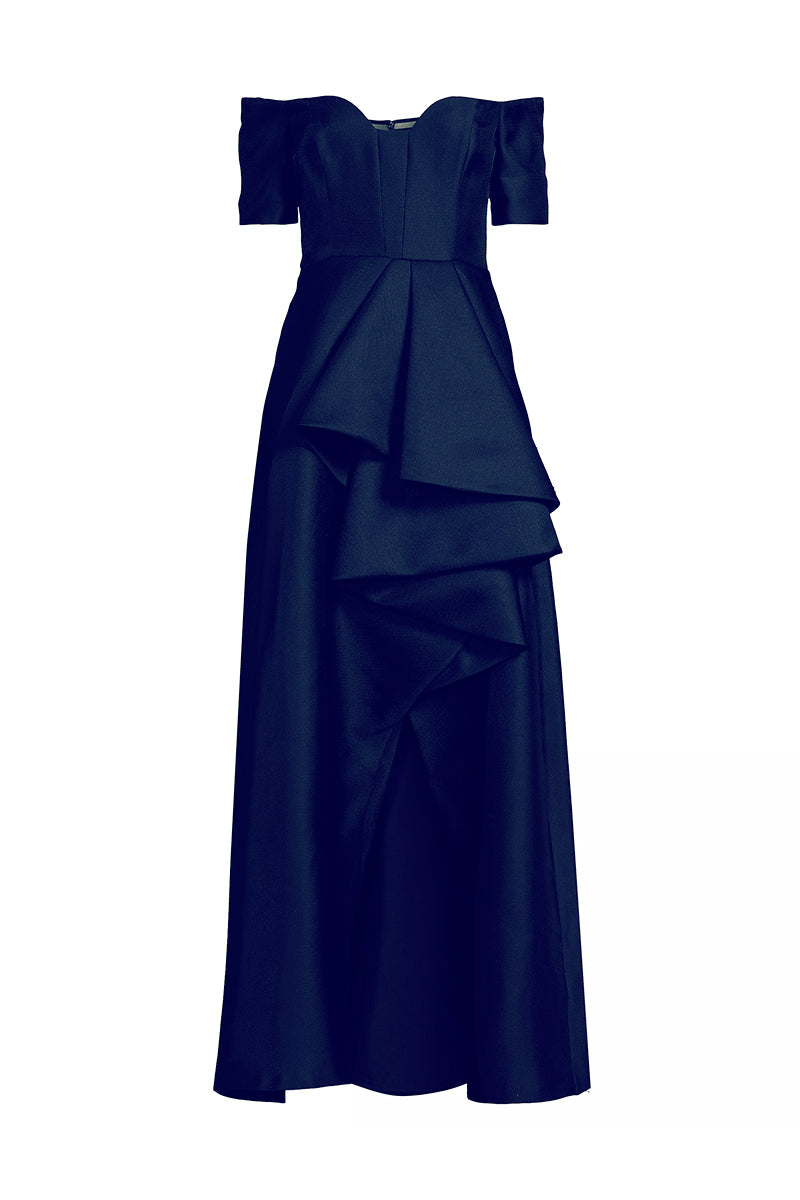 Jess Off-the-Shoulder Maxi Dress | Jewelclues #color_navy blue