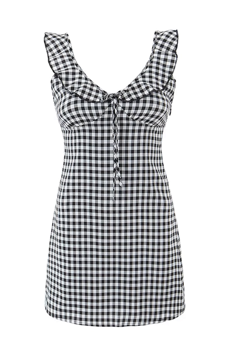 Katherine Plaid Mini Dress | Jewelclues #color_black