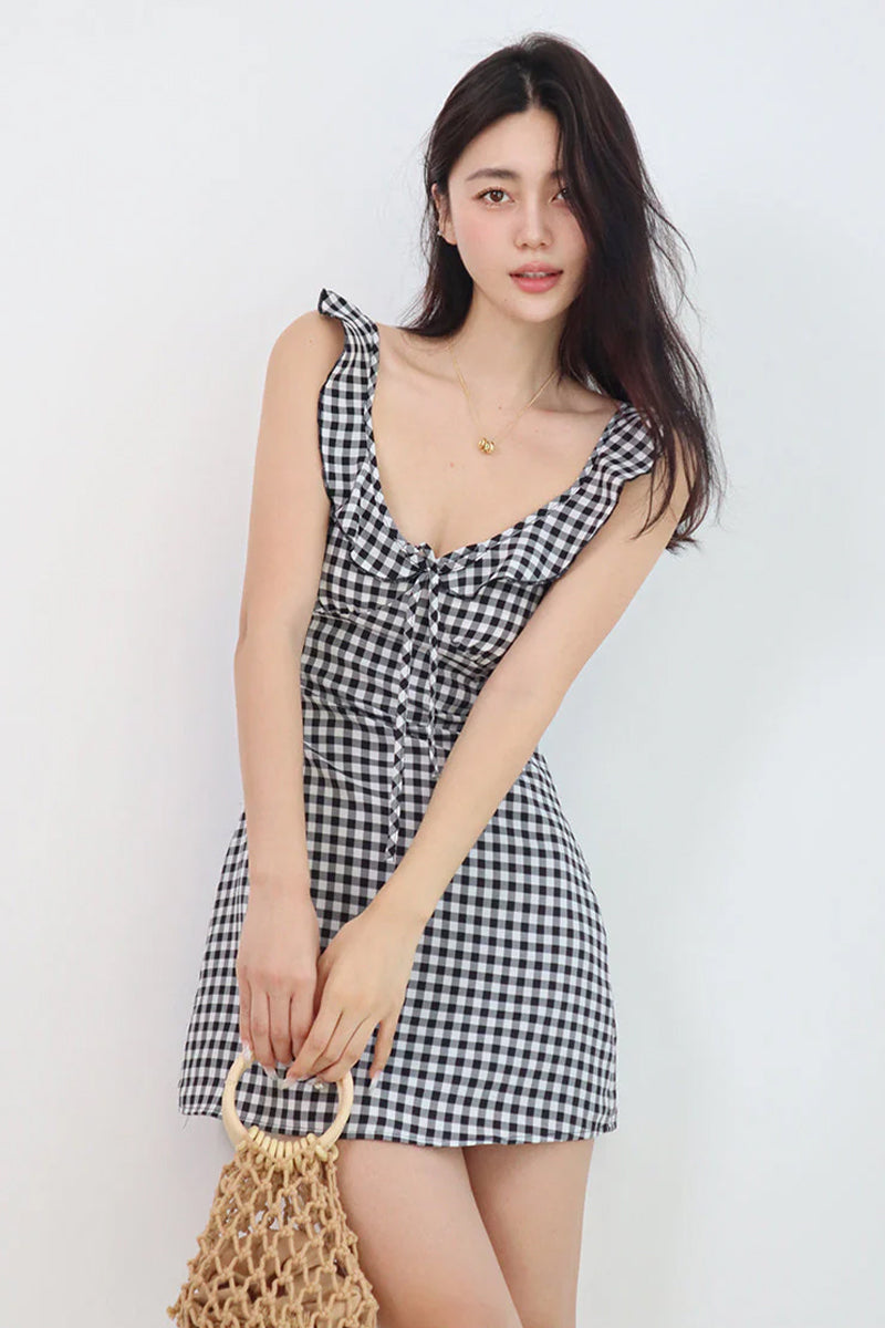 Katherine Plaid Mini Dress | Jewelclues #color_black