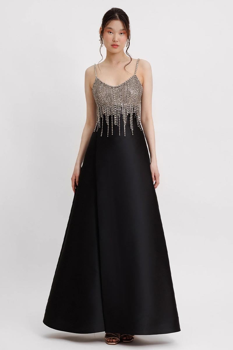 Moonlight Crystal Beaded Maxi Dress | Jewelclues