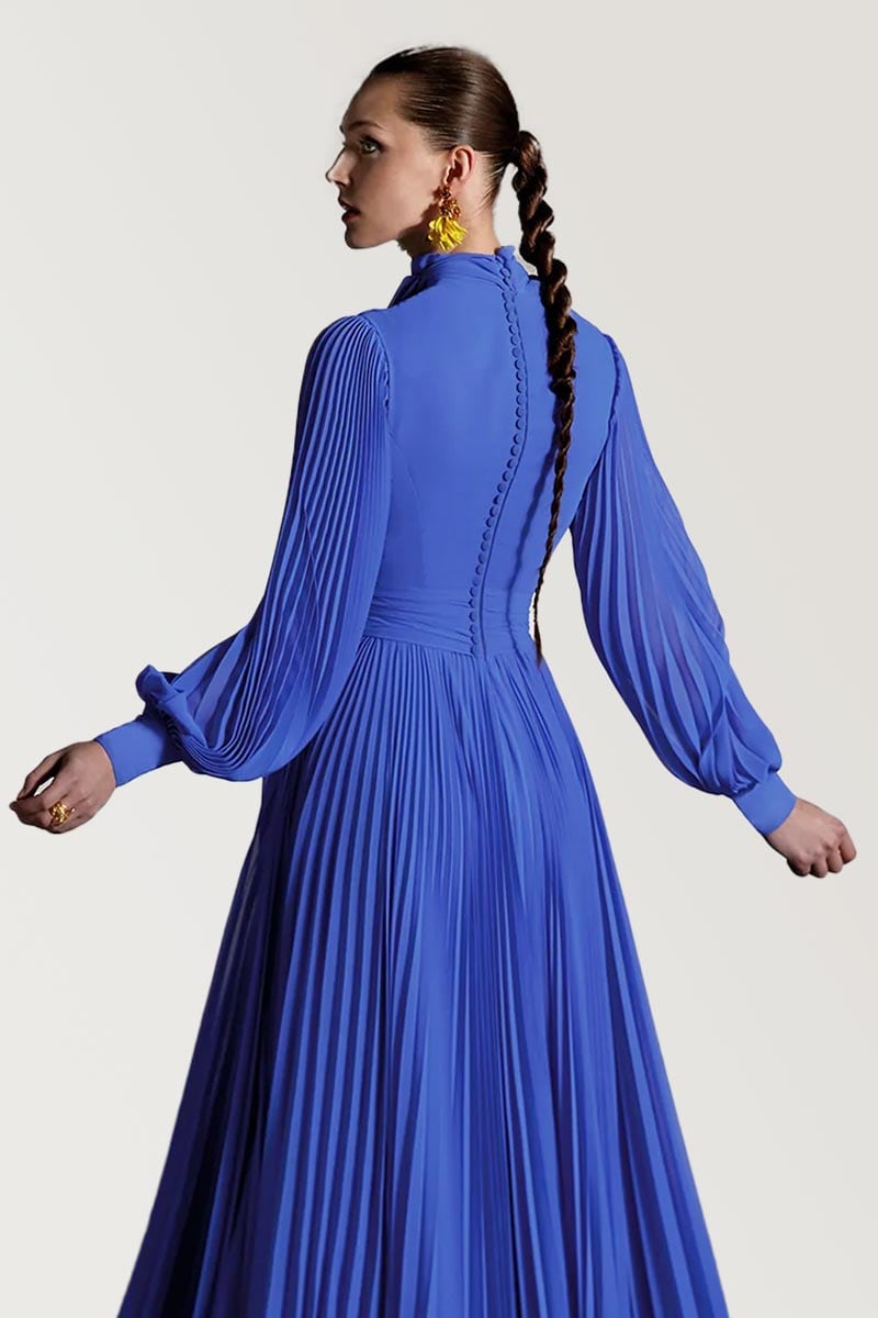 Noelani Pleated Maxi Dress | Jewelclues #color_blue