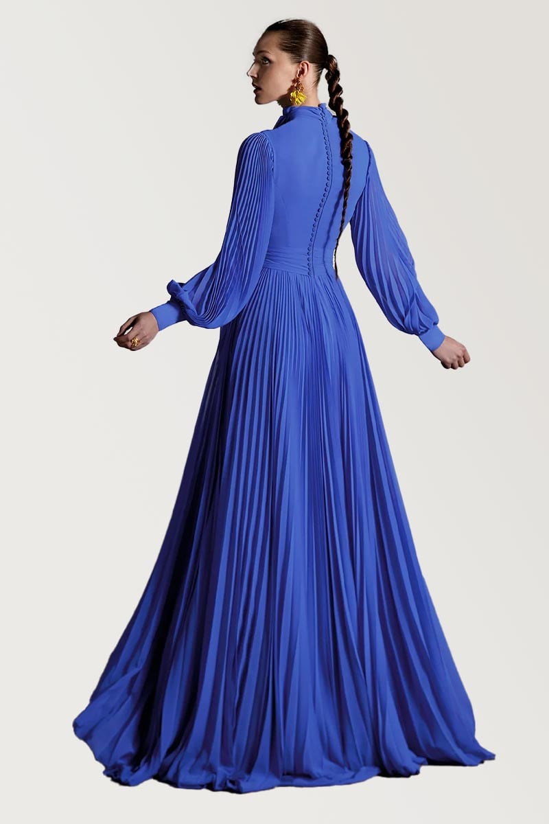 Noelani Pleated Maxi Dress | Jewelclues #color_blue