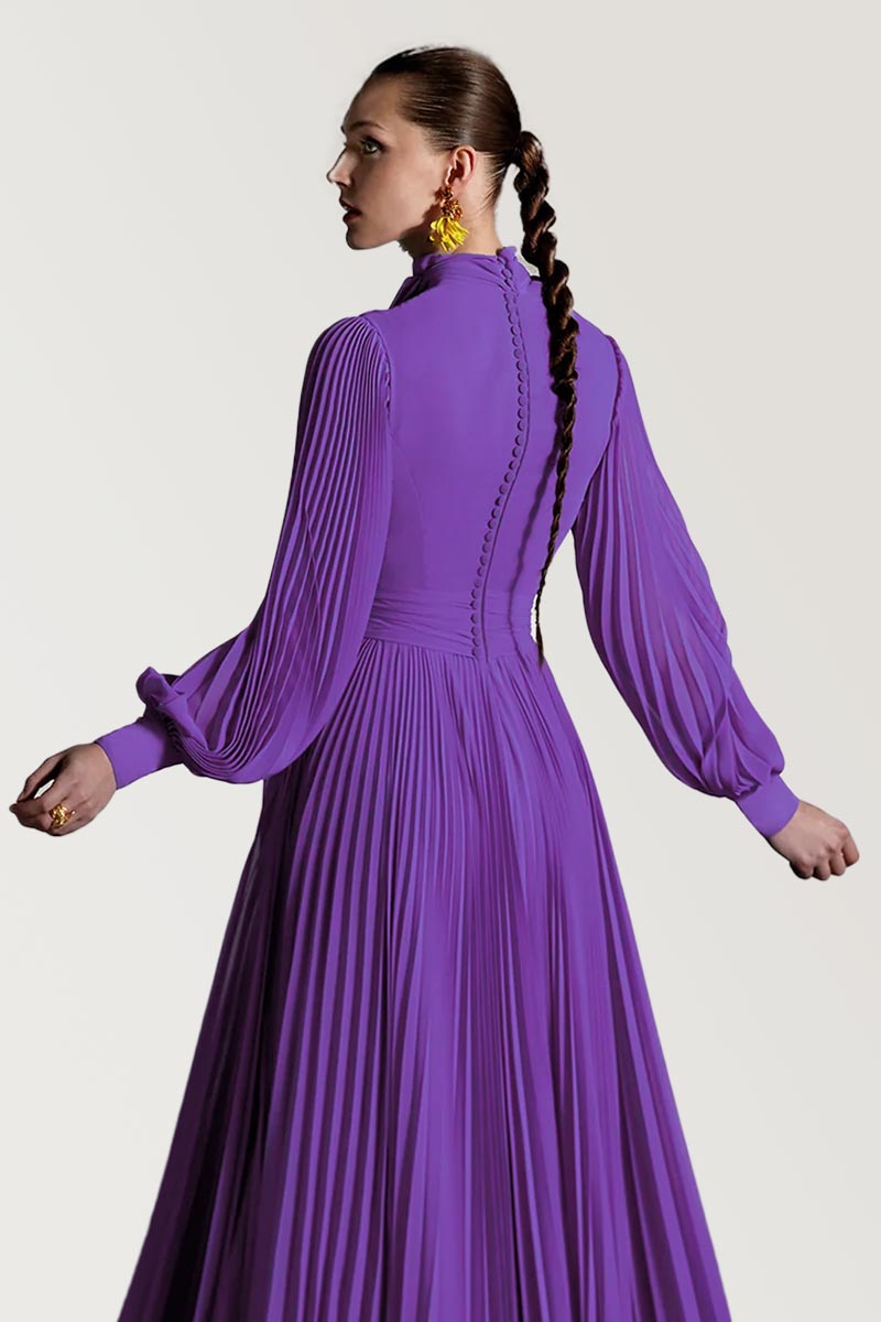 Noelani Pleated Maxi Dress | Jewelclues #color_purple