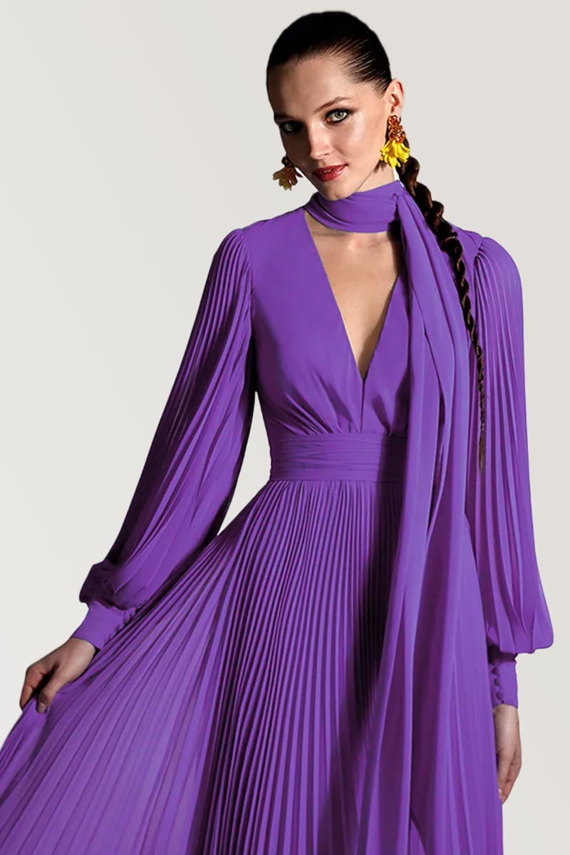 Noelani Pleated Maxi Dress | Jewelclues #color_purple