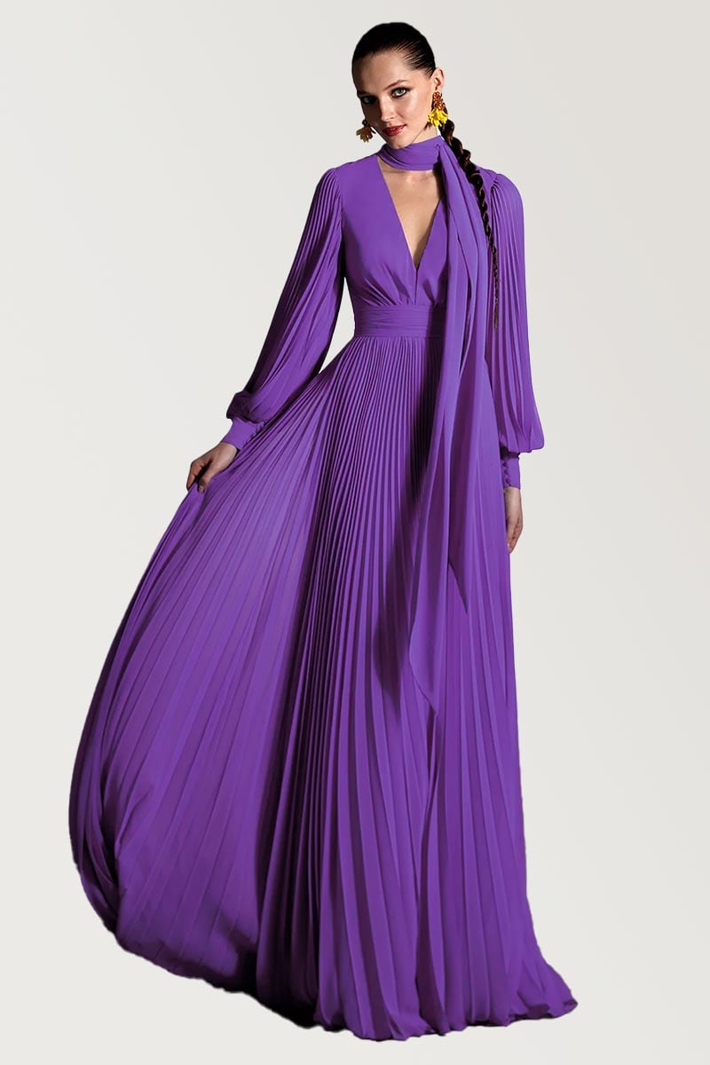 Noelani Pleated Maxi Dress | Jewelclues #color_purple