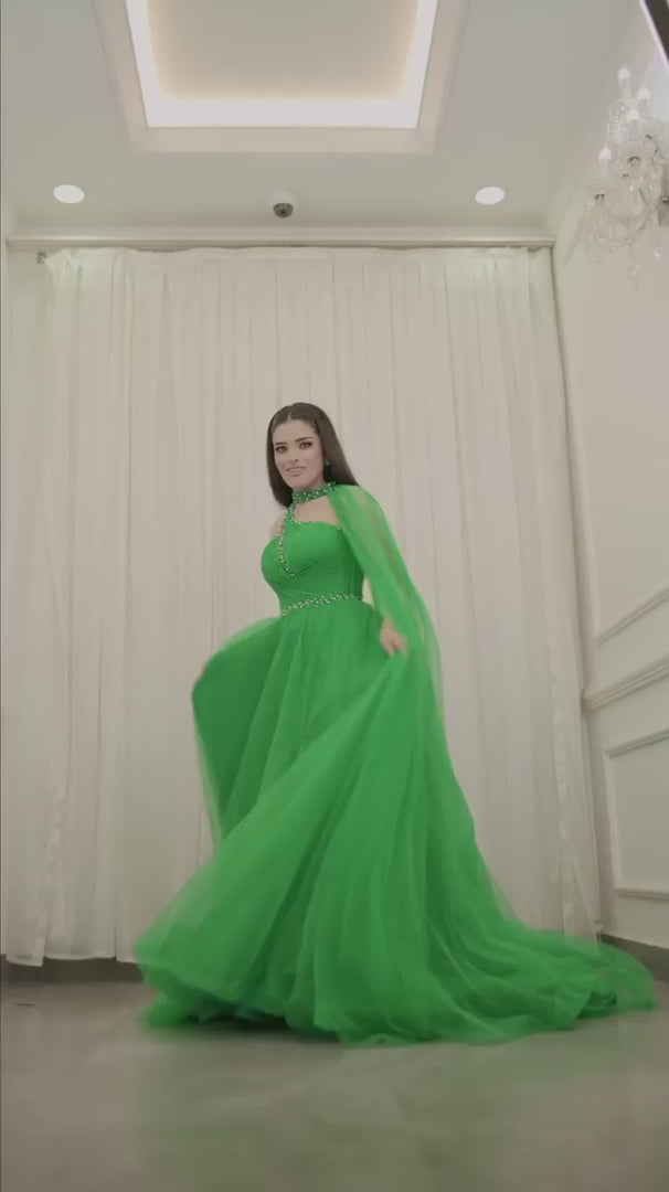 Aranyani Green Ball Gown | Jewelclues